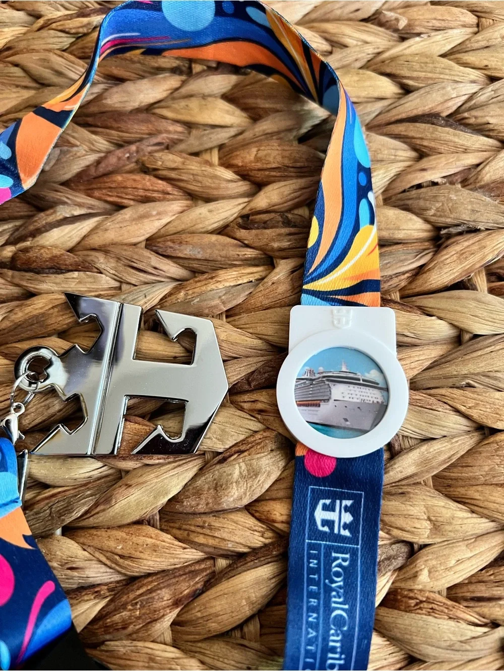 Royal Caribbean Clear Badge Holder with Two Silver Crown Charms - Picture 4 of 4